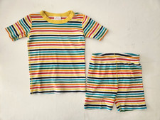 Hanna Andersson Rainbow Stripe Short Johns Pajama Set US 10 140 Organic Cotton