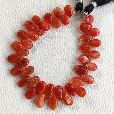 Natural Sunstone Beads Multiple Size Options Pear Shape Gems 7'' Strand