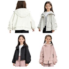 Kids Girls Coat Lightweight Jacket Track Outerwear Exercise Outdoor Resistant