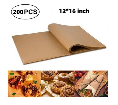 200Pcs Parchment Paper Sheets 12X16'' Unbleached Parchment Paper for Baking