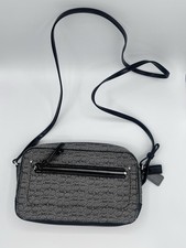 Coach F1380 25043 Black Signature Mini Canvas Crossbody Bag Patent Leather Trim