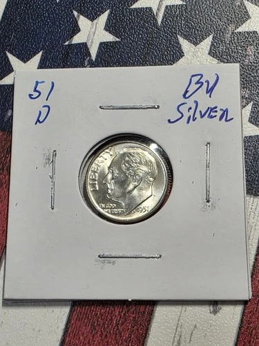 1951 D Roosevelt Dime BU 90% Silver 10c  "FREE SHIPPING"