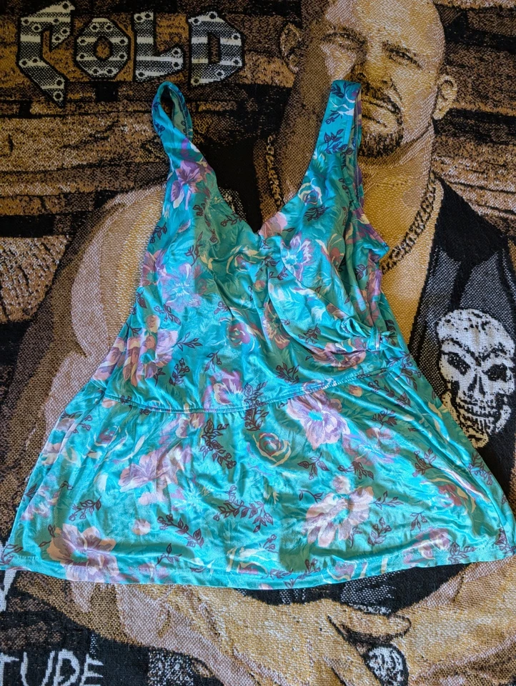 De Colección Maxine of Hollywood Plus 20W Una Pieza Floral Traje de Baño Vestido Púrpura Hecho en EE. UU. Foto 2 de 4