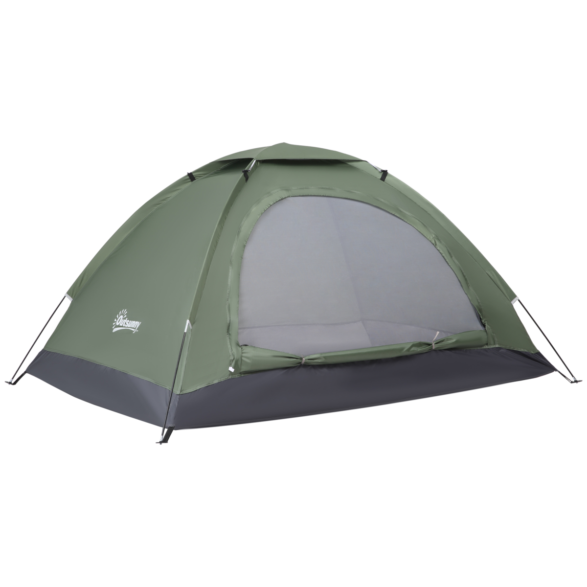 Outsunny Camping Tent for 2 Person Dome Tent wITH Storage Pocket Dark Green