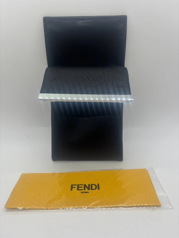 NEW FENDI Soft Pouch Black Case W/ Metal Magnetic Top Closure w/ Cloth - Image 2 of 2