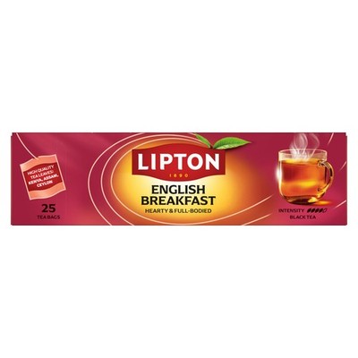 LIPTON ENGLISH BREAKFAST Hearty & Full-Bodied Black Tea 25 Teabags Box 50g