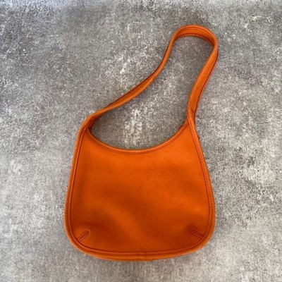 Vintage Old COACH 9020 Orange Leather Shoulder Bag USA Made Rare