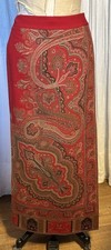 Vintage Talbots Womens Red/Colors Paisley L Straight Wrap Skirt Sz 12 Used