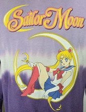 Sailor Moon Sweatshirt Womens M Purple Ombre Graphic Print Long Sleeve Anime