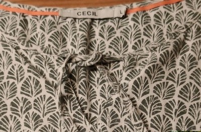 Cecil Top Shirt Gr. L (ca. 42+) Natur Khaki gemustert Viskose