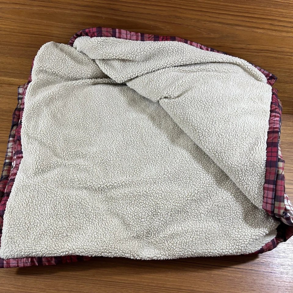 "Vellón a cuadros Eddie Bauer plumón de ganso rojo y tostado 50"" x 72"" de gran tamaño" Foto 3 de 4