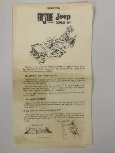 Vintage G.I. Joe Jeep Combat Set Instruction Sheet 1965 HASBRO Original