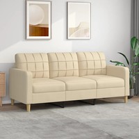 3-Sitzer Sofa Creme 180 Cm Stoff Sofa Couch Wohnzimmer