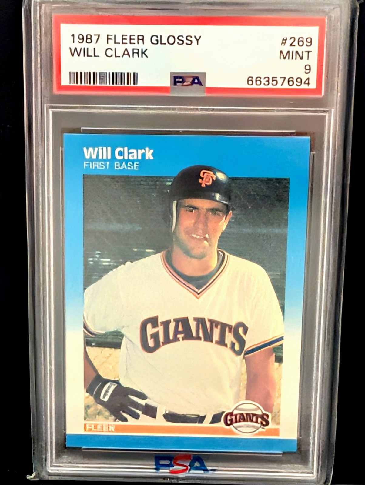 1987 FLEER GLOSSY WILL CLARK #269 PSA 9 CENTERED