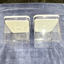2pc Clear Square Plastic Storage Container Set w/ White/Gray Snap Lids 2.8 qt