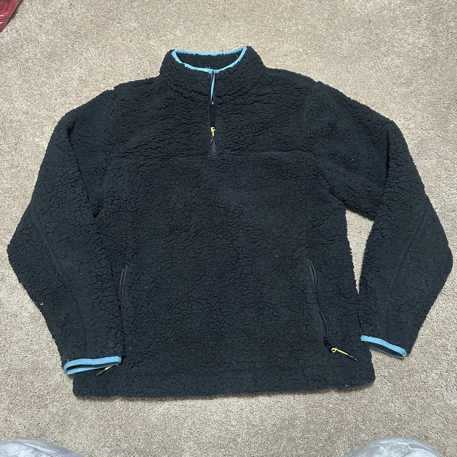 Chubbies Sweater Mens XL Black Sherpa Fleece Quarter Zip Pullover Jacket