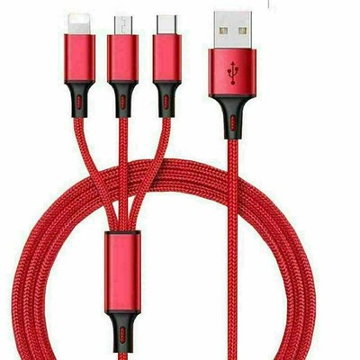 3in1 Fast USB Charging Cable Universal Multi Function CellPhone Charger Cord LOT