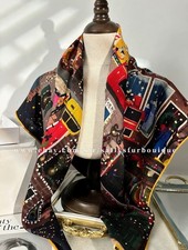 Sallys 70 Cashmere 30 Silk Scarf Christmas Print Double Face Stole Shawl 35"