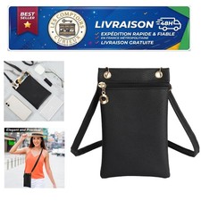 Pochette téléphone femme Bomtop noire bandoulière réglable