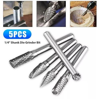 SAVIEVA 5PCS Tungsten Carbide Rotary Burr Set Drill Die Grinder Shank Metal Carving Bits