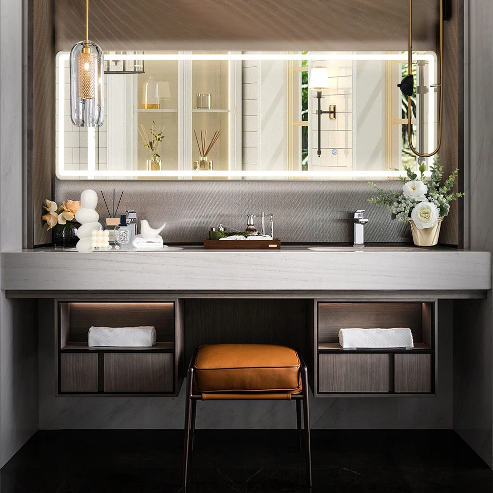 Full-Length Mirror with 3-Color LED Light, Aluminum Alloy Frame,Hanging/Standing - Image 4 of 4