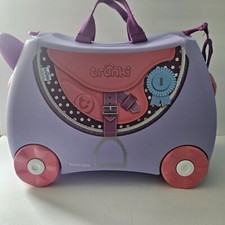 TRUNKI KIDS RIDE ON SUITCASE LUGGAGE ROLLING PURPLE PINK