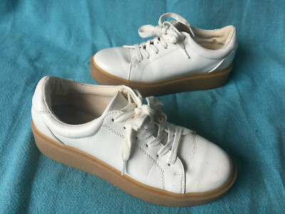 New Look White Faux Leather Platform Lace Ups Shoes Trainers