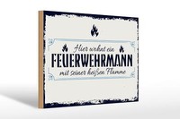 Holzschild Spruch 30X20 Cm Hier Wohnt Ein Feuerwehrmann Deko Schild