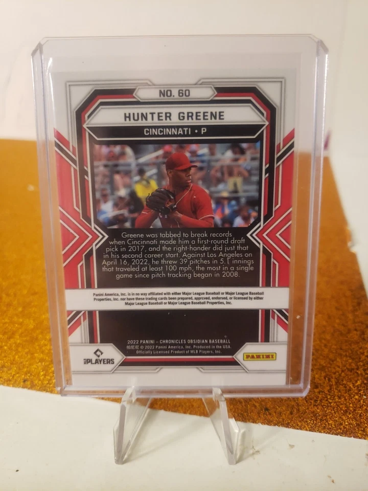 Hunter Greene 2022 Panini Chronicles Obsidian Rookie - Image 2 of 2