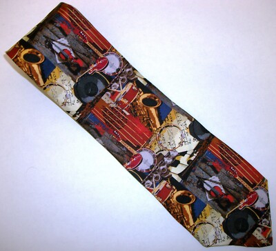 Musical Instruments Collage Musician's Silk Neck Tie 57'' Long x 3.75'' W (E405)