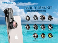 APEXEL 11In1 Cell Phone Camera Lens Kit Macro lens Wide Angle for iPhone Android