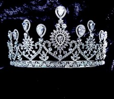 Clear Rhinestone Crystal Tiara Crown Bridal Pageant Head Jewelry