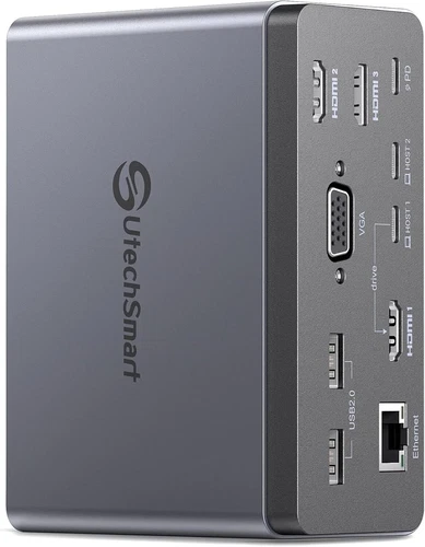 UtechSmart Docking Station - 19 in 1 - USB-C, 3 HDMI, VGA, Ethernet, 100WPD