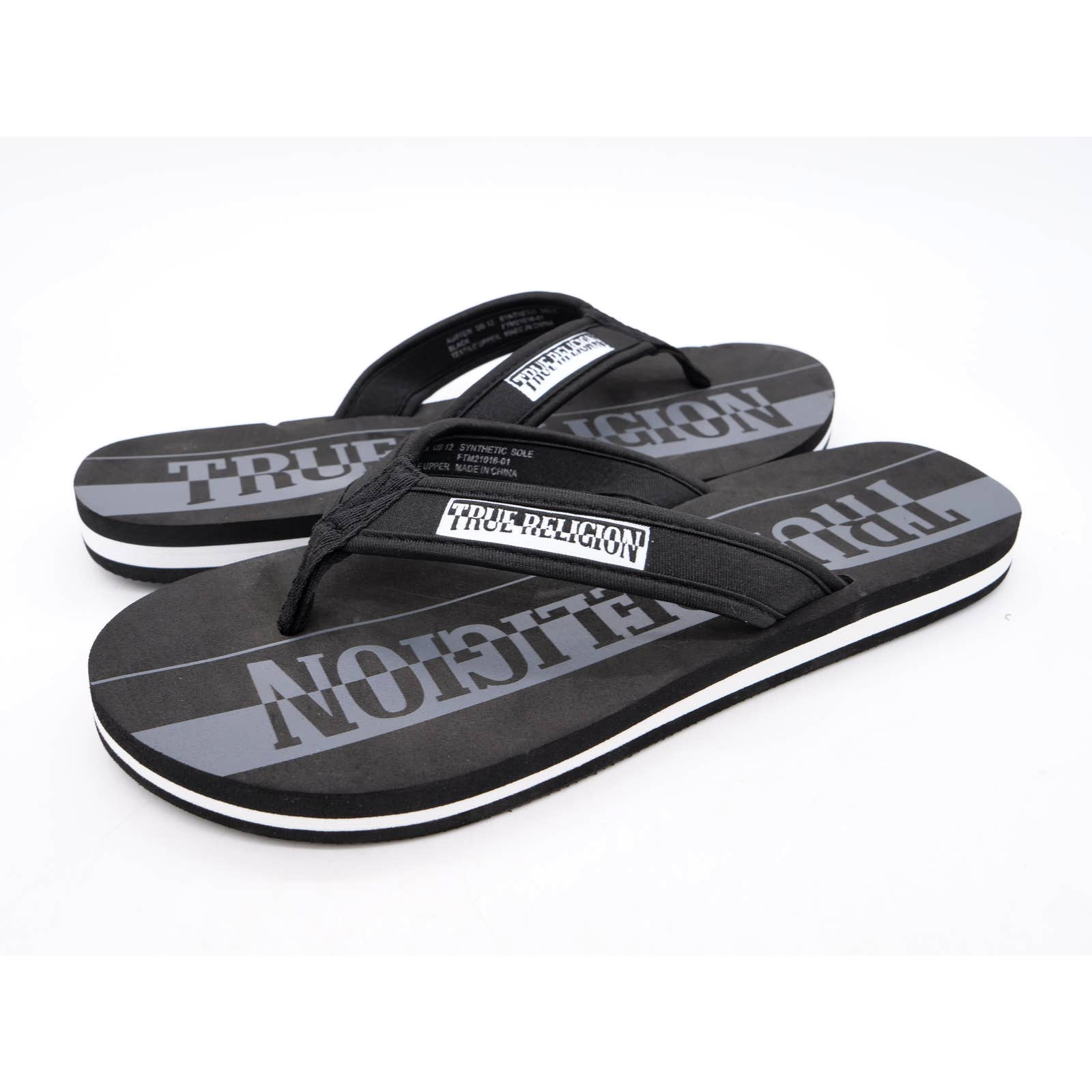 True Religion Billy Slide Sandals Black Hook Loop Strap Men’s NWOB CLASSIC LOGO SLIDES main image 3