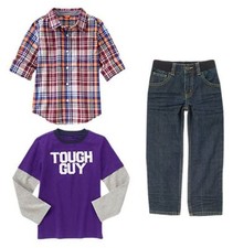 NWT Gymboree SHIELDS  SAILS Outfit Tee,Check Shirt,Denim Jeans,Vintage, Size 5