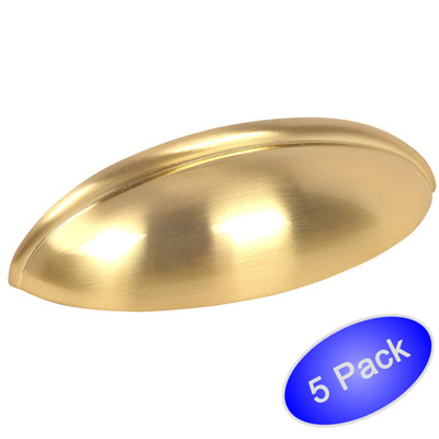 *5 Pack* Cosmas Cabinet Hardware Brushed Brass Bin Cup Handle Pulls #1399BB