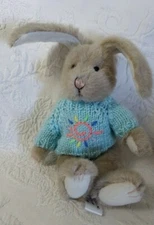 Hug Fun Brown Easter Bunny Plush Stuffed Animal 11" Tall W/ Sweater Made in USA