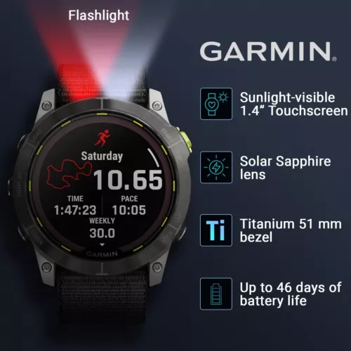 Garmin Enduro 2 Solar Watch Carbon Gray DLC Titanium and Nylon Band 010-02754-00