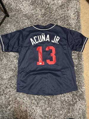 Maillot Baseball Ronald Acuna Jr. Atlanta Braves – Blanc, Signé (JSA), Taille XL