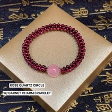 Natural Garnet Handmade Unisex Round Beads Healing Reiki Women Bracelet Gift