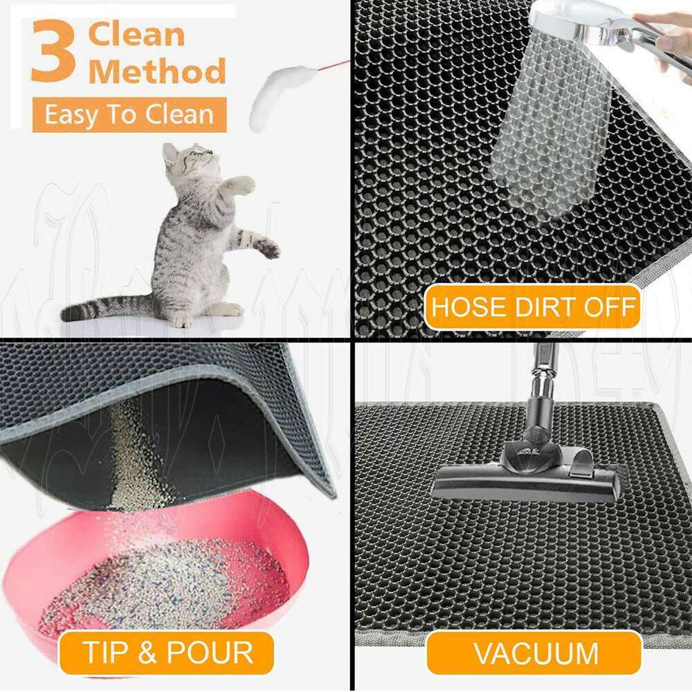 Double Layer Cat Litter Mat Waterproof Trapper Foldable Pad Pet Rug