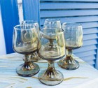 Vintage Smoked Glass Set Of 5 Shot Glasses 3.5 in Cordials Cognac Snifter Style  — photo 5
