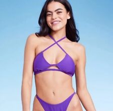 Wild Fable Bikini Top Women  s Small 4  6 Purple Cutout Cross-Front Bralette New