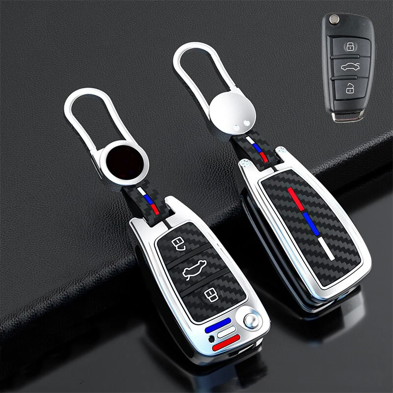 Zinc Alloy Silicne Car Key Fob Case Cover For Audi A1 A3 A4 A6 Q3 Q7 TT S1 S3 RS Foto 4 de 4