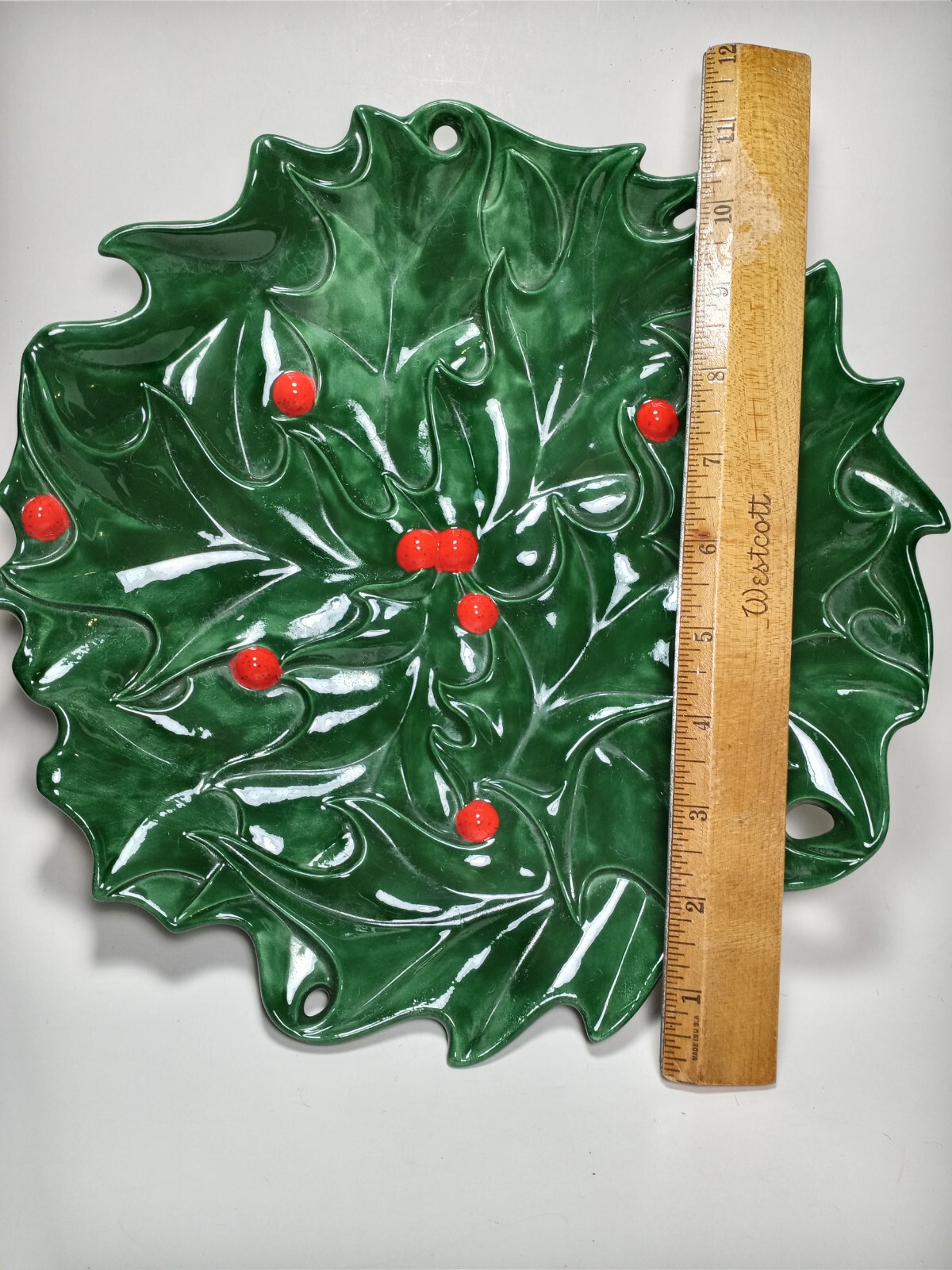 Atlantic Mold Holly Berry Christmas Plate Wall Hanging 1970s Vintage Ceramic 11" eBay