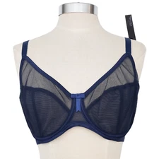 Claudette Women's Peacoat Navy Blue Fishnet Plunge Bra