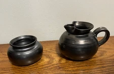 Prinknash  Abbey Gunmetal Lustre Creamer & Open Sugar, Signed, Pre-Owned