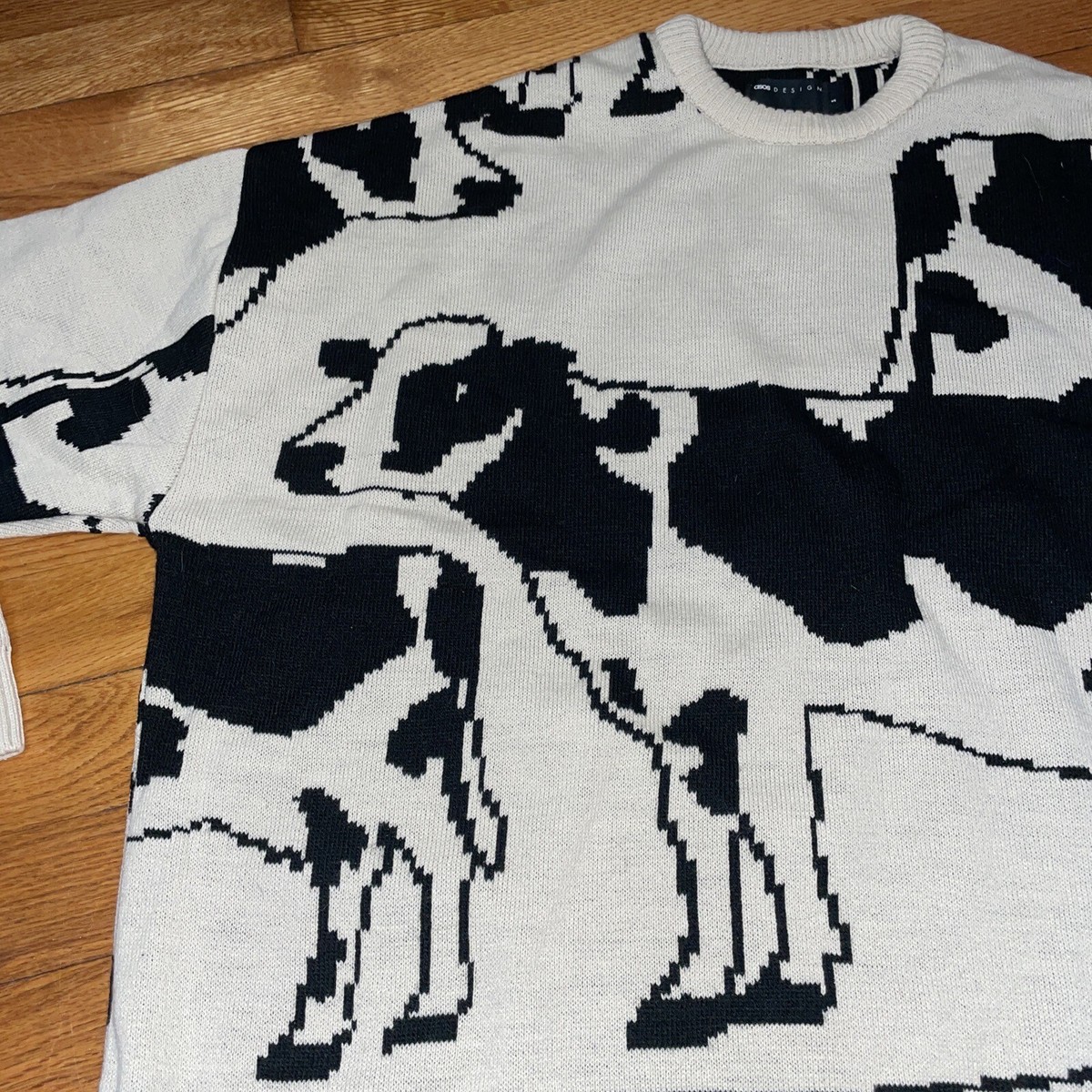 Asos Design Cow Print Knit Sweater 76 Asos Design Mens Jazzy Cow - Main Image