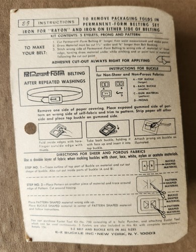 Vintage E-Z Buckle Permanent Form Belt & Buckle Kit 40" Belting NEW 5 Eyelets - Picture 2 of 2