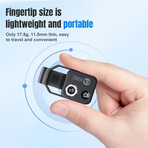 Nano 200x Lente di Ingrandimento per iPhone - Obiettivo Microscopio Clip-On con Filtro CPL, 200x Z - Foto 7 di 16